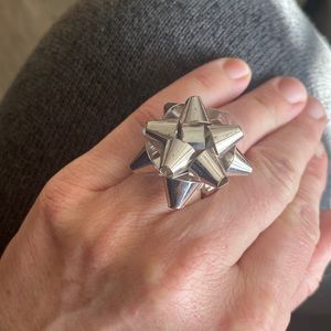 Adjustable Silver bow ring
